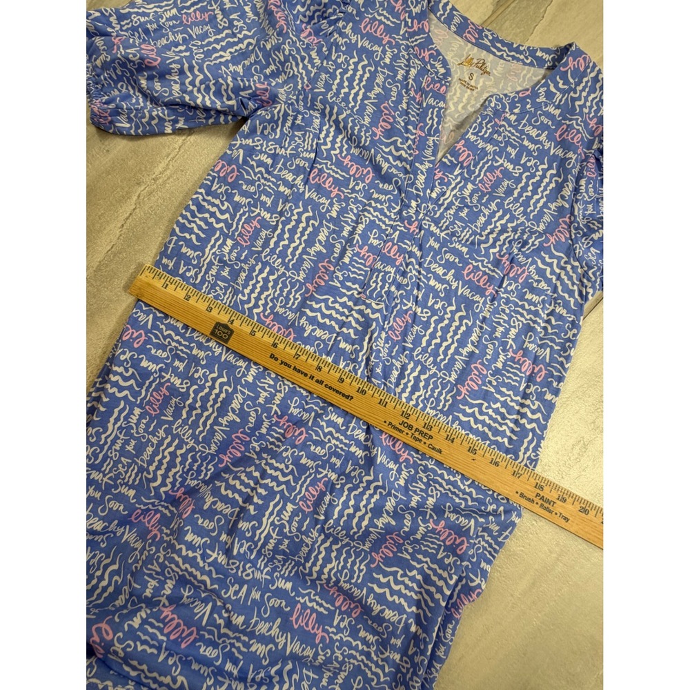 Lilly Pulitzer Colson Shift Dress Sunwashed Blue Seacrets Cotton Dress Size S - Picture 9 of 9